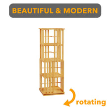 Load image into Gallery viewer, SpaceAid 6 Tier Rotating Bookshelf Tower, Bamboo Spinning Book Shelf, Revolving 360 Bookcase Storage Swivel Round Carousel, Vertical Rotate Turning Spiral Corner Organizer (6-Tier Walnut)