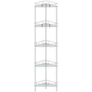 4 Tier Floor Standing Corner Shower Caddy Organizer Shelf with Hooks, Bathroom Shelves Stand Rack, Black
