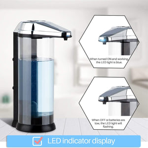 Secura 2 Pcs 17oz Touchless Battery Operated Automatic Liquid Soap Dispenser Set w/Adjustable Soap Dispensing Volume Control Dial, Suitable for Bathroom Countertop or Kitchen Sink (Chrome)