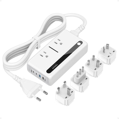 220V to 110V Voltage Converter, TESSAN Universal Travel Adapter with 4 USB Ports (2 USB C), 2 AC Sockets and EU/UK/AU/IT/in International Power Adaptor, Step Down Transformer Outlet Converters