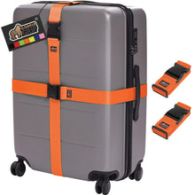 Load image into Gallery viewer, Heavy Duty 4 Pack Adjustable Luggage Straps for Suitcases, Easy to Identify Travel Belt Connector Holds Suitcase Together, Extends Life of Bag, Strap Connects Two Bags, Accessories Green