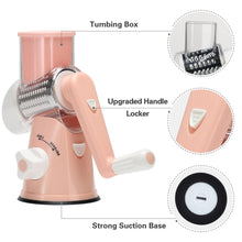 Load image into Gallery viewer, Rotary Cheese Grater Hand Crank Cheese Shredder for Fresh Cheese, Vegetable, Nuts,Non-slip Suction Base, Free Cleaning Brush Three Blades, Black