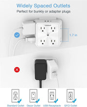 Load image into Gallery viewer, Surge Protector 8 Outlet Extender, TESSAN Multi Outlet Splitter with 3 USB Wall Charger (1 USB C Port), 3-Sided Multiple Plug Power Strip 1700J, Charging Station for Home Office Dorm Room