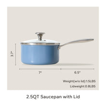 Load image into Gallery viewer, Redchef Nonstick Ceramic Sauce Pan With Lid, 2.5QT Small Cooking Pot with Stay-Cool Handle, Kitchen Non Toxic Soup Pot, PTFE &amp; PFOA Free, Oven &amp; Dishwasher Safe, Compatible with All Stovetops-Blue