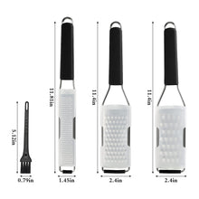 Load image into Gallery viewer, Lemon Zester Grater Three-piece Suit - Heavy Duty Kitchen Tool for Parmesan Cheese, Ginger, Garlic, Nutmeg, Chocolate, Vegetables，Fruits，Stainless Steel Grater Dishwasher Safe Black