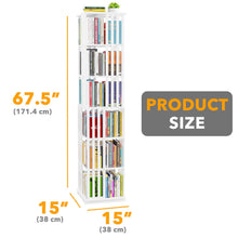 Load image into Gallery viewer, SpaceAid 6 Tier Rotating Bookshelf Tower, Bamboo Spinning Book Shelf, Revolving 360 Bookcase Storage Swivel Round Carousel, Vertical Rotate Turning Spiral Corner Organizer (6-Tier Walnut)
