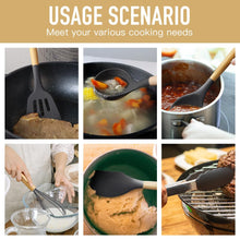 Load image into Gallery viewer, Kitchen Cooking Utensils Set,29 pcs Non-Stick Silicone Cooking Kitchen Utensils Set with Holder, Wooden Handle Silicone Kitchen Gadgets Utensil Set Spatula Turner Spoon Tongs Whisk (White)