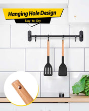 Load image into Gallery viewer, Pack of 2 Silicone Cooking Spatula, Heat Resistant Solid Turner, Non Stick Slotted Spatulas with Wooden Short Handle,Ideal Wood Kitchen Utensils Set for Frying, Baking, Flipping, Turning