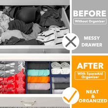 Load image into Gallery viewer, SpaceAid Drawer Organizer Clothes, 12 Pack Dresser Organizer Bins for Nursery, Closet Organization and Storage Dividers for Clothing, Baby Clothes, Underwears, Socks (Black)