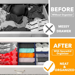SpaceAid Drawer Organizer Clothes, 12 Pack Dresser Organizer Bins for Nursery, Closet Organization and Storage Dividers for Clothing, Baby Clothes, Underwears, Socks (Black)