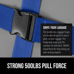 Heavy Duty 4 Pack Adjustable Luggage Straps for Suitcases, Easy to Identify Travel Belt Connector Holds Suitcase Together, Extends Life of Bag, Strap Connects Two Bags, Accessories Green