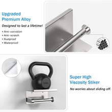 Load image into Gallery viewer, Adhesive Toilet Paper Holder with Phone Shelf, Wall Mounted Or Adhesive, Rustproof Toilet Paper Roll Holder- Silver