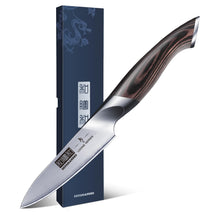 Load image into Gallery viewer, 3.75 inch Paring Knife, Japanese High Carbon Stainless Steel Small Kitchen Knives, Ultra Sharp Fruit Knife with Ergonomic Pakkawood Handle