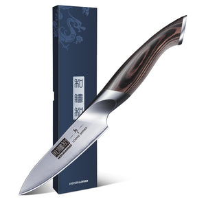 3.75 inch Paring Knife, Japanese High Carbon Stainless Steel Small Kitchen Knives, Ultra Sharp Fruit Knife with Ergonomic Pakkawood Handle