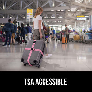Heavy Duty 4 Pack Adjustable Luggage Straps for Suitcases, Easy to Identify Travel Belt Connector Holds Suitcase Together, Extends Life of Bag, Strap Connects Two Bags, Accessories Green
