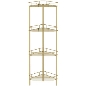 4 Tier Floor Standing Corner Shower Caddy Organizer Shelf with Hooks, Bathroom Shelves Stand Rack, Black
