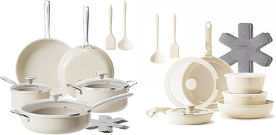 Redchef Ceramic Nonstick Cookware Set,30pcs Pots and Pans Set Non Stick,Induction Cookware with Stainless Steel Handle,Non Toxic Kitchen Cooking Set,Dishwasher & Oven Safe,PFAS PFOA & PTFE Free