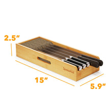 Load image into Gallery viewer, SpaceAid Knife Drawer Organizer Bamboo Insert Dock, Kitchen Steak Knives Holder Organizers Block for Drawer in Storage Organization (Small)