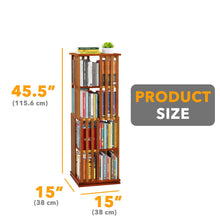 Load image into Gallery viewer, SpaceAid 6 Tier Rotating Bookshelf Tower, Bamboo Spinning Book Shelf, Revolving 360 Bookcase Storage Swivel Round Carousel, Vertical Rotate Turning Spiral Corner Organizer (6-Tier Walnut)