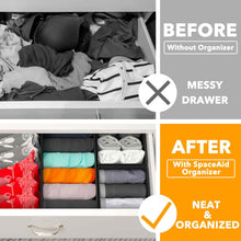 Load image into Gallery viewer, SpaceAid Drawer Organizer Clothes, 12 Pack Dresser Organizer Bins for Nursery, Closet Organization and Storage Dividers for Clothing, Baby Clothes, Underwears, Socks (Black)