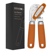 Load image into Gallery viewer, Beneno Can Opener Manual with Magnet, Hand Held Heavy Duty Can Opener with Durable Sharp Blade Smooth Edge, Big Effort-Saving Knob, Soft Grip Rubber Handle, Multifunctional Bottle Opener, Green