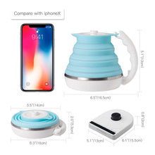 Load image into Gallery viewer, Ultrathin Food Grade Silicone Travel Foldable Electric Kettle Variable Temperature Control with Dual Voltage, Auto Shutoff &amp; Boil Dry Protection &amp; Keep Warm, 555ML 110-220V US Plug (Black)