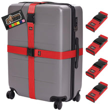 Load image into Gallery viewer, Heavy Duty 4 Pack Adjustable Luggage Straps for Suitcases, Easy to Identify Travel Belt Connector Holds Suitcase Together, Extends Life of Bag, Strap Connects Two Bags, Accessories Green