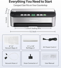 Load image into Gallery viewer, Vacuum Sealer Machine, Beelicious 85KPA Fully Automatic 8-IN-1 Food Sealer with Bags Storage, Moist Mode and Air Suction Hose | Digital Countdown | Sous Vide，Build-in Cutter
