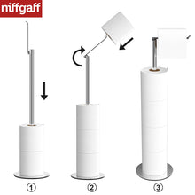 Load image into Gallery viewer, Toilet Paper Holder Stand and Dispenser for 4 Spare Rolls, Stainless Steel Free-Standing Toilet Tissue Paper Roll Storage Shelf