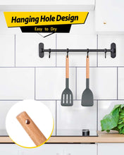 Load image into Gallery viewer, Pack of 2 Silicone Cooking Spatula, Heat Resistant Solid Turner, Non Stick Slotted Spatulas with Wooden Short Handle,Ideal Wood Kitchen Utensils Set for Frying, Baking, Flipping, Turning
