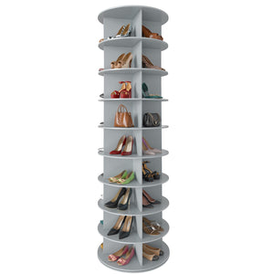 SpaceAid 7 Tier Rotating Shoe Rack Tower, Spinning Shoe Display Lazy Susan, Revolving 360 Shoe Rack Storage Round Carousel, Vertical Handbag Rotate Shoes Closet Organization (7-Tier White)