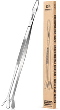 Load image into Gallery viewer, Fine Long Tweezers Tongs Professional Black, 10-Inch Stainless Steel for Kitchen, Food, Cooking, Repairing, Sea food and BBQ (SILVER)