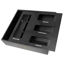 Load image into Gallery viewer, SpaceAid Bag Storage Organizer for Kitchen Drawer, Bamboo Organizer, Compatible with Gallon, Quart, Sandwich and Snack Variety Size Bag (1 Box 4 Slots)