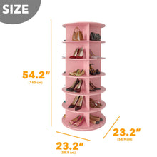 Load image into Gallery viewer, SpaceAid 7 Tier Rotating Shoe Rack Tower, Spinning Shoe Display Lazy Susan, Revolving 360 Shoe Rack Storage Round Carousel, Vertical Handbag Rotate Shoes Closet Organization (7-Tier White)