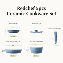 Load image into Gallery viewer, Redchef Ceramic Pots and Pans Set Non Stick, Nonstick Kitchen Cookware Sets, Non Toxic Pots and Pans Set Non Stick, PFAS PFOA &amp; PTFE Free, Detachable Handle Pots and Pans 5 Piece, RV Cookware