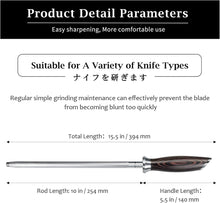 Load image into Gallery viewer, Honing Rod,10 Inch Professional Kitchen Knife Sharpener Rod, Japanese High Carbon Knife Sharpening Steel with Ergonomic Pakkawood Handle, Ideal for All Chef Knives