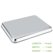 Load image into Gallery viewer, Baking Sheet Pan for Toaster Oven, Stainless Steel Baking Pans Small Metal Cookie Sheets by Umite Chef, Superior Mirror Finish Easy Clean, Dishwasher Safe, 9 x 7 x 1 inch, 3 Piece/set