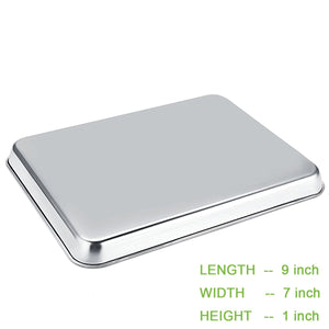 Baking Sheet Pan for Toaster Oven, Stainless Steel Baking Pans Small Metal Cookie Sheets by Umite Chef, Superior Mirror Finish Easy Clean, Dishwasher Safe, 9 x 7 x 1 inch, 3 Piece/set