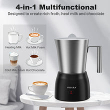 Load image into Gallery viewer, Secura Detachable Milk Frother, 17oz Electric Milk Steamer Stainless Steel, Automatic Hot/Cold Foam and Hot Chocolate Maker with Dishwasher Safe, 120V
