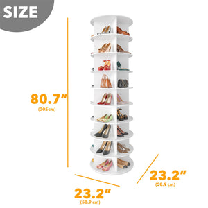 SpaceAid 7 Tier Rotating Shoe Rack Tower, Spinning Shoe Display Lazy Susan, Revolving 360 Shoe Rack Storage Round Carousel, Vertical Handbag Rotate Shoes Closet Organization (7-Tier White)