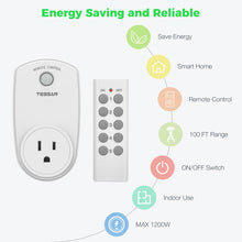 Load image into Gallery viewer, Remote Control Outlet, TESSAN Wireless Electrical Plug Switch for Lights, Lamps, Fans, 100ft RF Range, 1200W (1 Remote + 1 Outlet)