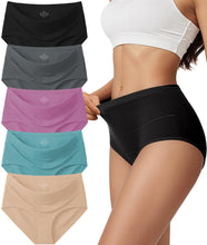 Load image into Gallery viewer, Vevmon Cotton Underwear for Women High Waisted Soft Ladies Panties 5 Pack | Full Coverage Breathable Briefs, Moisture-Wicking Cotton Fabric, Fits Comfortably Underwear for Gym, Work, Daily, Loungewear