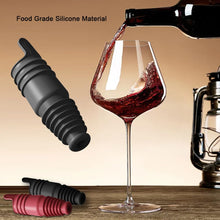 Load image into Gallery viewer, Silicone Wine Stopper Reusable Wine Bottle Stopper, 8Pcs Champagne Stoppers for Bottles, Food Grade Rubber Wine Stoppers for Wine Bottles (Black+Red)