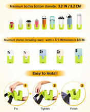 Load image into Gallery viewer, Universal Stroller Cup Holder with Mobile Phone Case, 2-in-1 Strollers Storage Rack, 360 Degrees Rotation Drink Holder for Bike, Pushchair, Wheelchair, Walker,Bicycle, Fits Most Cups