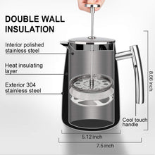 Load image into Gallery viewer, Secura French Press Coffee Maker, 50-Ounce, 304 Stainless Steel Insulated Coffee Press with Extra Screen