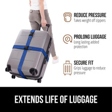 Load image into Gallery viewer, Heavy Duty 4 Pack Adjustable Luggage Straps for Suitcases, Easy to Identify Travel Belt Connector Holds Suitcase Together, Extends Life of Bag, Strap Connects Two Bags, Accessories Green