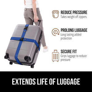 Heavy Duty 4 Pack Adjustable Luggage Straps for Suitcases, Easy to Identify Travel Belt Connector Holds Suitcase Together, Extends Life of Bag, Strap Connects Two Bags, Accessories Green