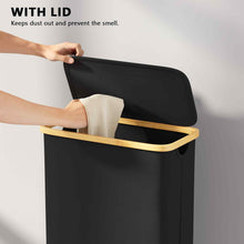 Load image into Gallery viewer, SpaceAid Laundry Hamper with Lid, 110L Large Tall Clothes Basket Bin with Bamboo Handles, Collapsible Laundry Hamper for Bedroom, Bathroom, Dorm, Laundry Room - Black