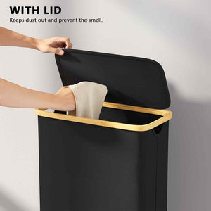 SpaceAid Laundry Hamper with Lid, 110L Large Tall Clothes Basket Bin with Bamboo Handles, Collapsible Laundry Hamper for Bedroom, Bathroom, Dorm, Laundry Room - Black