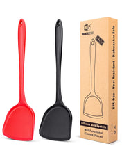 Load image into Gallery viewer, Pack of 2 Silicone Wok Spatula, Non-Stick, Heat Resistant, Easy to Clean and Dishwasher Safe, Seamless Kitchen Utensil for Cooking, Baking, Stir-Fry (Black)